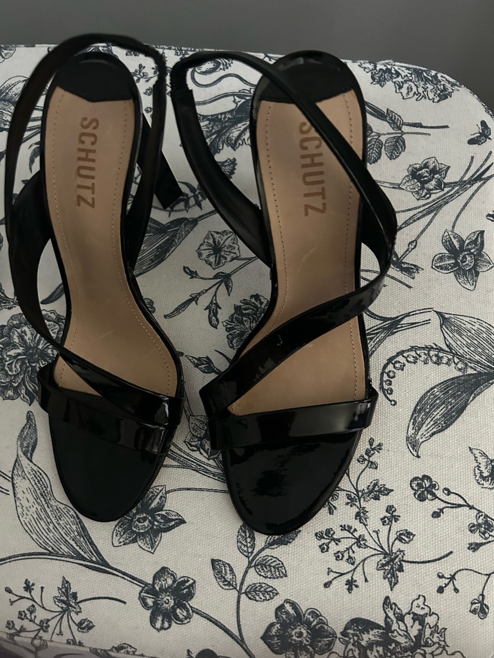 SCHUTZ Black Patent Strappy High Heels
